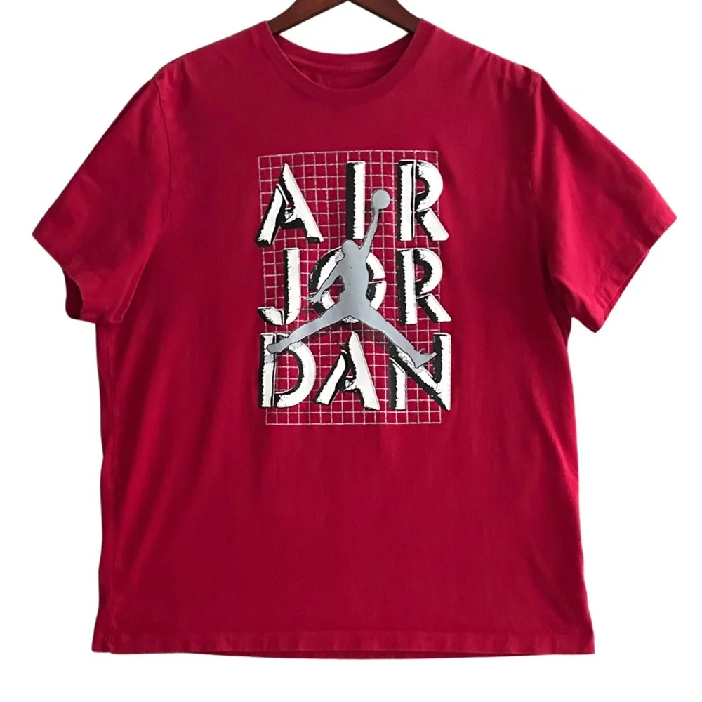 Jordan 4 Bred T-Shirt Jumpman Stack Flight Graphic Red Mens 2XL XXL FN5978-687